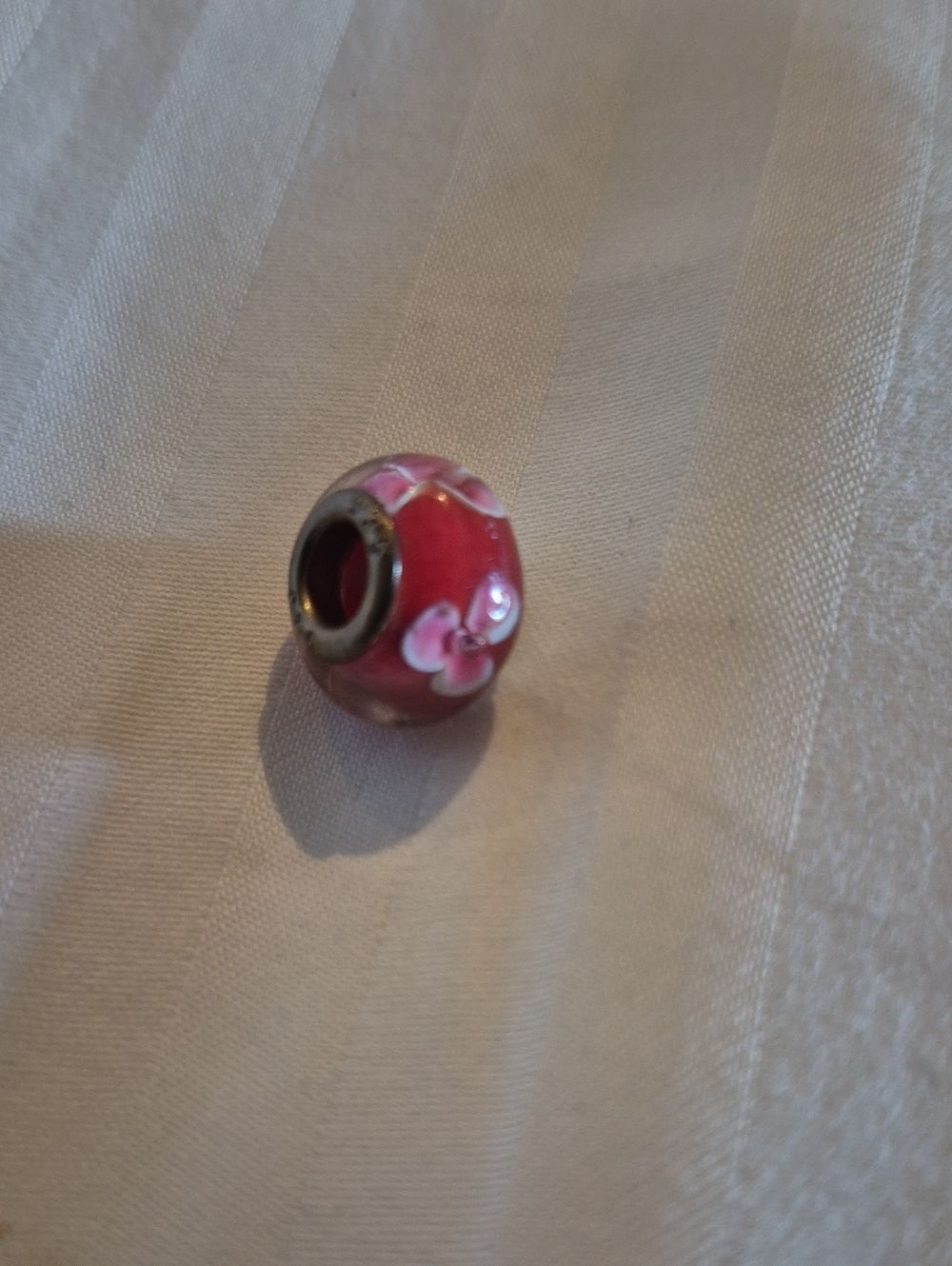 Murano Pink Floral Glass Charm Bead
